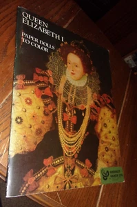 Queen Elizabeth 1 Paper Dolls To Color Book by Ellen Knill 1973 terrific - Bild 1 von 2