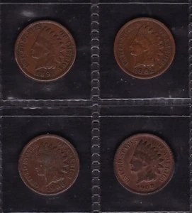 Moneda de 1 centavo de los Estados Unidos 1891, 1902, 1906 y 1908 cabeza india - Imagen 1 de 2
