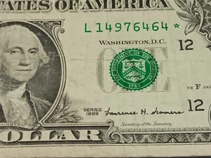 1999 One Dollar Star Note  - Picture 1 of 15