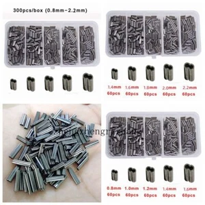 300pcs Double Barrel Fishing Crimping Sleeves Copper Tube Tackle Connector Kit - Picture 1 of 26
