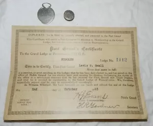 I.O.O.F. 1923 vintage Certificado Past Grand's + Dije + Gemelos KOTF - Imagen 1 de 4