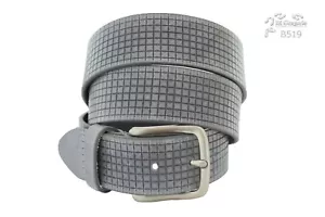 Cinturón Cuero Estampado Cuadrados Hombre Mujer Hecho Ajustable Made IN Italy - Imagen 1 de 14