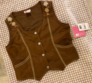 NWT Vintage Jlo Jennifer Lopez Girls Brown Suede Fashion Vest Size XL - Picture 1 of 7