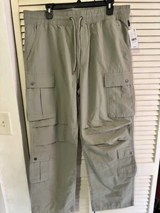 Pacsun Mens Baggy Cargos Pants XL Drawstrings Light Olive - Picture 1 of 3
