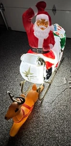 X•Vintage Clásico General Espuma Reno Tirando de Papá Noel y Trineo con Juguetes Probados - Imagen 1 de 15