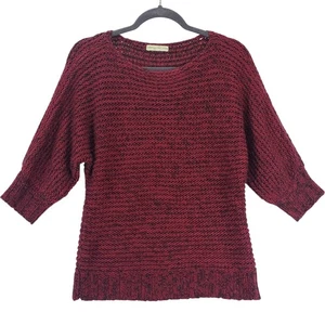 Anthropologie Staring at Stars Sweater XS Crochet Knit Burgundy Black Dark Weave - Picture 1 of 9