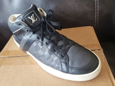 LOUIS VUITTON Damier Mid Top Tenis Negro Gris Cuero Para Hombre 8.5 UK/9.5US $995 Foto 1 de 4