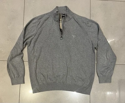 Barbour  1/2 Zip Cotton Jumper grey Mens 2XL - Image 1 of 4