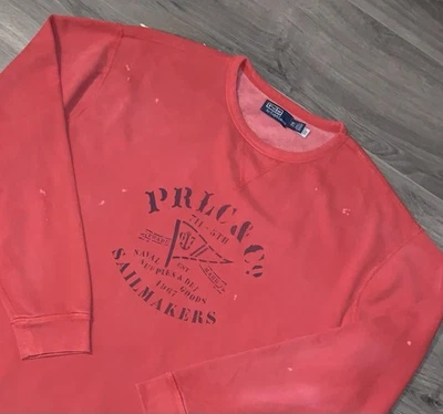 RALPH LAUREN Men's Big & Tall Pastel Red Fleece Graphic Sweatshirt Size 4XLT - Image 1 of 4