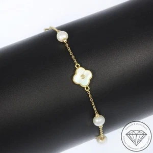 Wert 1390 € Diamant Perlmutt Perl Armband 750 18 Karat Gelb Gold - Bild 1 von 6