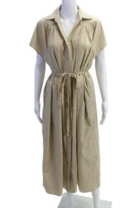 Adam Lippes Womens Sleeveless Collared Buttoned Shirt Dress Beige Size XS - Picture 1 of 6