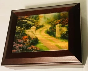 Thomas Kinkade”Sprng Gate” Wooden Jewelry Box /Lined storage case/Art Panel Lid - Picture 1 of 2