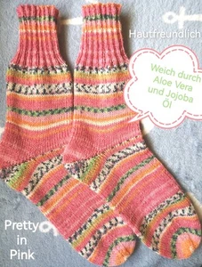 Gr 38 39 Handgestrickte weiche Stricksocken Wollsocken + Aloe Vera Fitness Pink  - Bild 1 von 11