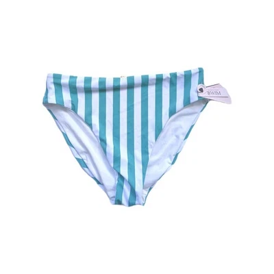 NUEVO CON ETIQUETAS VICTORIA'S SECRET Natación Talla L Parte Inferior de Bikini Cintura Alta Verde Rayas Verticales  Foto 1 de 3