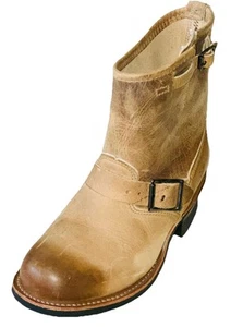 NWT Frye 77500 Engineer Leather Tan Distress Biker Boots Women 37.5 / US 7.5 NEW - Picture 1 of 14