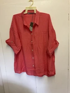 Katies Woven Button Through Shirt 16 Coral Short Sleeve BNWT - Picture 1 of 7