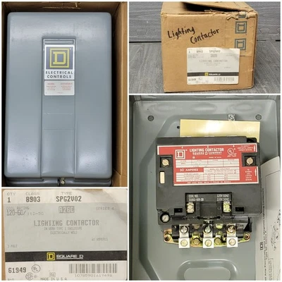 New In Box Square D 8903 SPG2 V02 60A 600V 3 Pole Lighting Contacter NEMA 1 Encl - Image 1 of 4