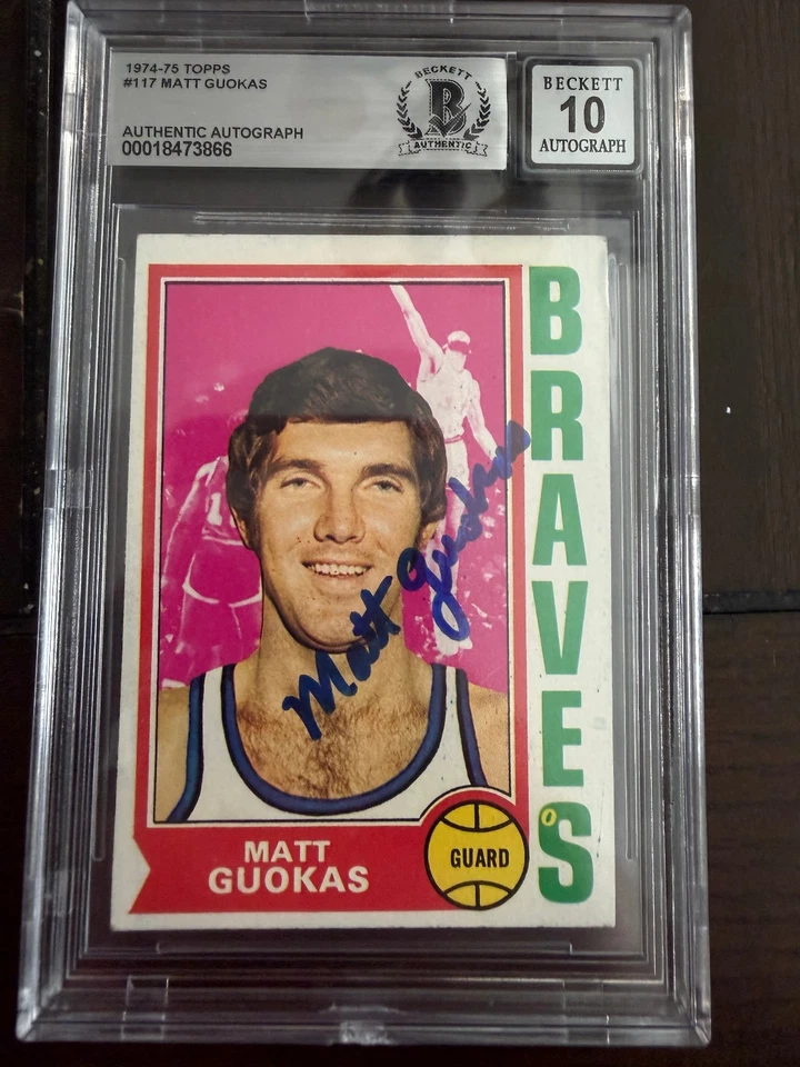 1974-75 TOPPS MATT GUOKAS #117 AUTOGRAPHED BAS CERTIFIED SIGNED AUTO GRADE 10!! - Image 1 of 1