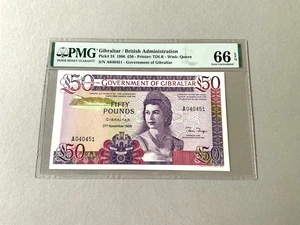 Gibraltar 50 Pounds P-24 1986 PMG 66 EPQ - Picture 1 of 4