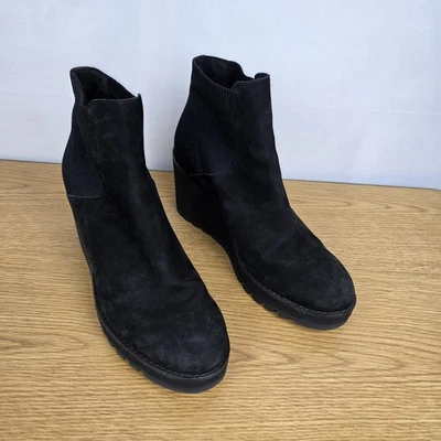 Botines con cuña de gamuza negra Eileen Fisher Adele botines para mujer 8 Foto 1 de 4