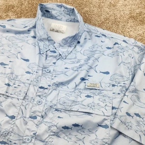 Chemise de pêche Ocean Coast homme XL bleu ventilé poisson de haute mer manches courtes - Photo 1/7