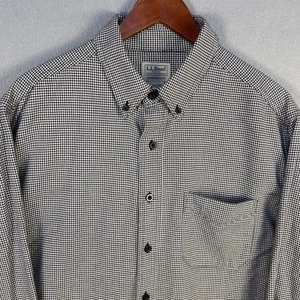 LL Bean Flanellhemd Herren LT Large Tall schwarz weiß Micro Hahnentritt Outdoor - Bild 1 von 8