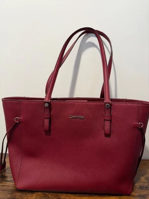 Calvin Klein Red Travel Tote Shoulder Bag Purse - Image 1 of 4