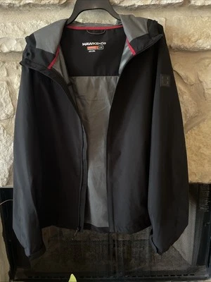 Hawke & Co Men's All-Season BLACK Lightweight Hooded Rain Jacket  Sz Large - Image 1 of 4