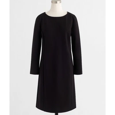 NEW J CREW Black Ponte Long Sleeve Mini Shift Dress Sz Large Minimalist Workwear - Image 1 of 4