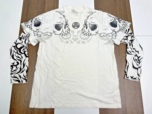 Camicia bianca teschio Delf Trading adulto taglia 3XL grafica ossa morte manica lunga - Foto 1 di 15