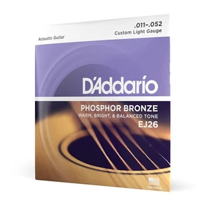 D Addario Corde per Chitarra Acustica EJ26 Set EJ Phosphor BRZ RND WND 11-52 - Foto 1 di 24