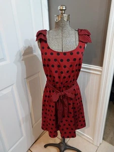 LC Lauren Conrad abito donna bordeaux/nero a pois senza maniche taglia 6 ottime condizioni 😊 - Foto 1 di 6