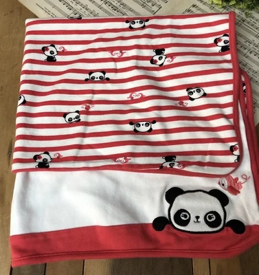 Manta Bebé Gymboree 2014 Línea Happy Panda Reversible Brillante Amapola Raya Difícil de Encontrar Foto 1 de 4