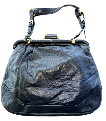 Bolso Baguette TRACY REESE New York Negro Cuero Genuino Avestruz Foto 1 de 4