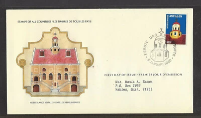 NETHERLANDS ANTILLES 1980 FIRST DAY COVER ARCHITECTURE CHRUCH CROSS - Image 1 of 2