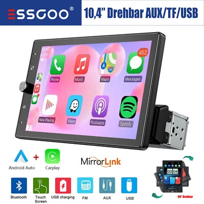 Autoradio 1 DIN Con 10'' Touch Schermo Carplay Android Auto Bluetooth USB TF AUX - Immagine 1 di 4