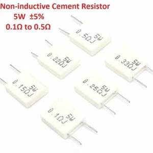 Non-inductive Cement Resistor 5W ±5% 0.1 Ohm 0.15 0.22 0.25 0.33 0.5 Ohm - Picture 1 of 3