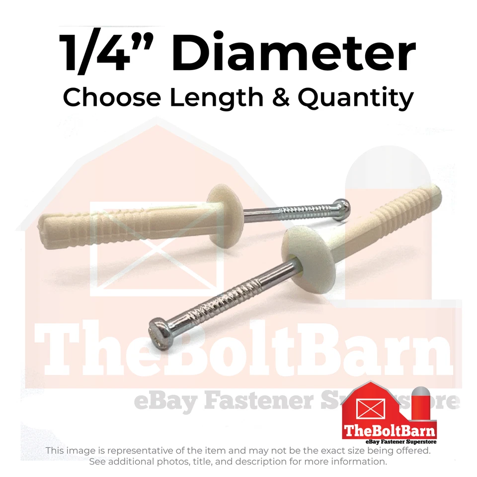 Anclajes de accionamiento de martillos de 1/4" de nailon con clavos de zinc (elige longitud y cantidad) Foto 1 de 1