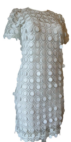 ABITO DA DONNA MICHAEL MICHAEL KORS TAGLIA:2 PUNTI APPLIQUÉLACE BIANCO MAGLIA CERNIERA MANICA A S.