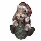 VTG 1994 Sarah’s Attic Resin Christmas Rabbit Figurine ~ Santa Outfit