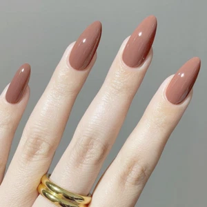 STILETTO *BUNGALOW BROWN* Full Cover Gloss 24 Nails Tips Press On Glue Set! - Picture 1 of 3