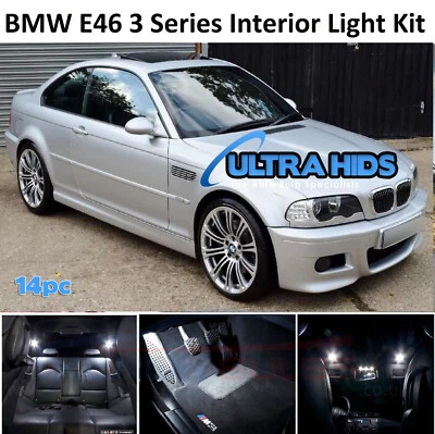 x14 BMW E46 3 SERIES SALOON COUPE LED INTERIOR UPGRADE KIT SET XENON WHITE LIGHT - Image 1 of 2
