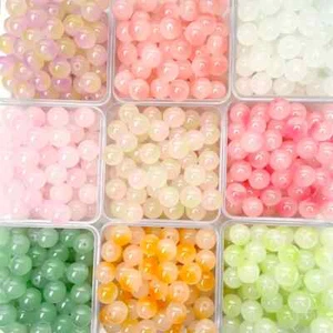 50pcs 8mm Retro Style Jade Glass Bead DIY Handmade Boho Earring Curtain Material - Picture 1 of 18