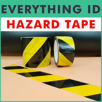 EVERYTHING ID BLACK & YELLOW STRIPED FLOOR MARKING TAPE 48mm x 33m SAFETY OH&S HAZARD SECURITY