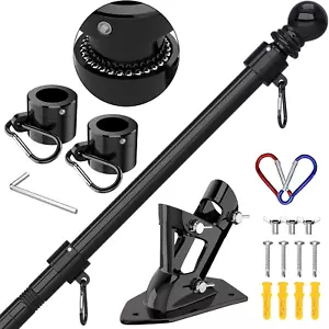 Flag Pole - Upgraded Bracket, 6 FT Stainless Steel Flag Poles for outside House, - Picture 1 of 12