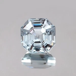 Piedra preciosa de corte Asscher excepcional suelta aguamarina azul cielo impecable natural 10 mm - Imagen 1 de 4