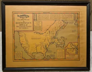 Original 1936 BOSTONIAN IDEA OF UNITED STATES Daniel Wallingford PICTORIAL MAP - Picture 1 of 12