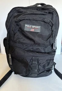 Vintage Ralph Lauren Polo Sport Backpack Black Bookbag Laptop Bag 90s ^ - Picture 1 of 23