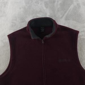 Nautica Fleece Vest Mens XL Burgundy Black Zip Up Outdoor Layer Warm Casual - Picture 1 of 11
