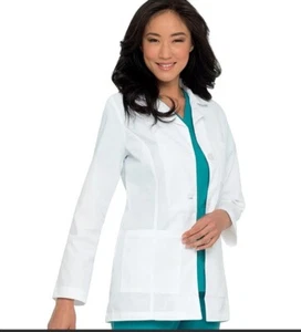 Landau Women's 3 Button Consultation Length Lab Coat XL White Medical 8726 New - Picture 1 of 8